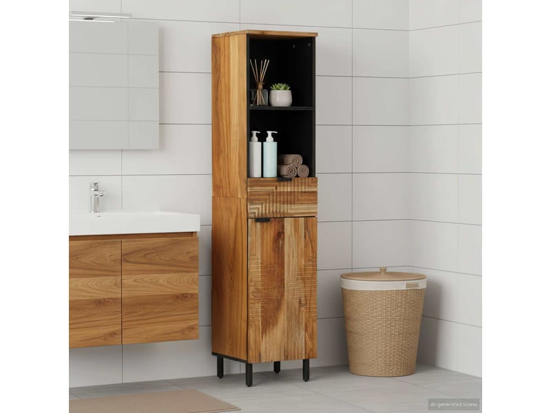 Armoire de salle de bain, cabinet de salle de bain solid acacia wood 38 x 33 x 160 cm cf65126 - Conforama B