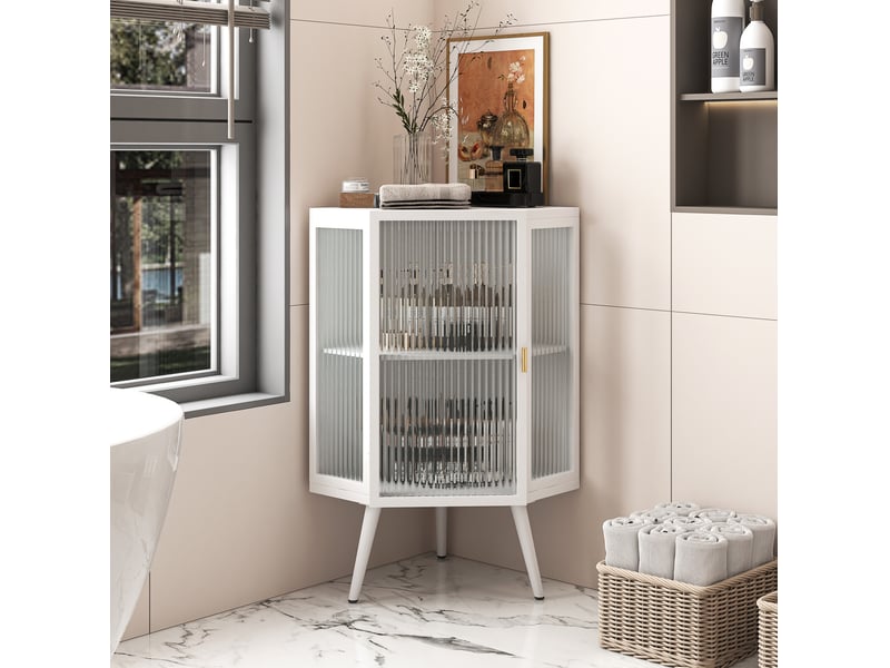 Meuble d'angle salle de bains 2 niveaux 56 x 42,5 x 80 cm homvra - Conforama B