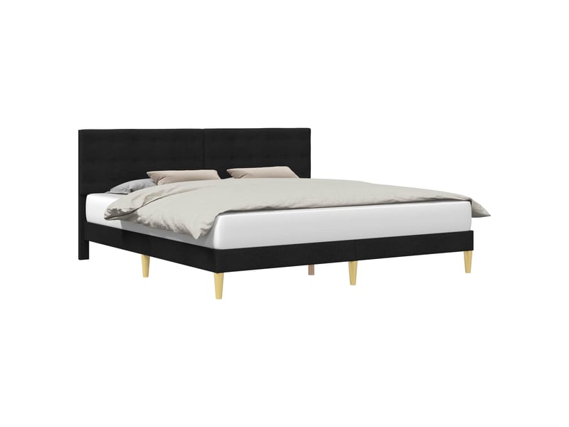  Lit double- lit adulte -  cadre de lit avec tête de lit noir 200 x 200 cm tissu  - Conforama A