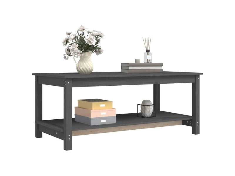  Table basse | table de salon gris 110x55x45 cm bois massif de pin  - Conforama D
