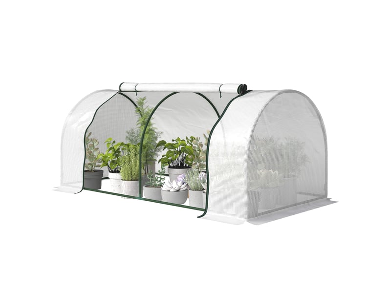Serre tunnel en acier avec bâche pvc, 200 x 100 x 80 cm, blanche - Conforama B