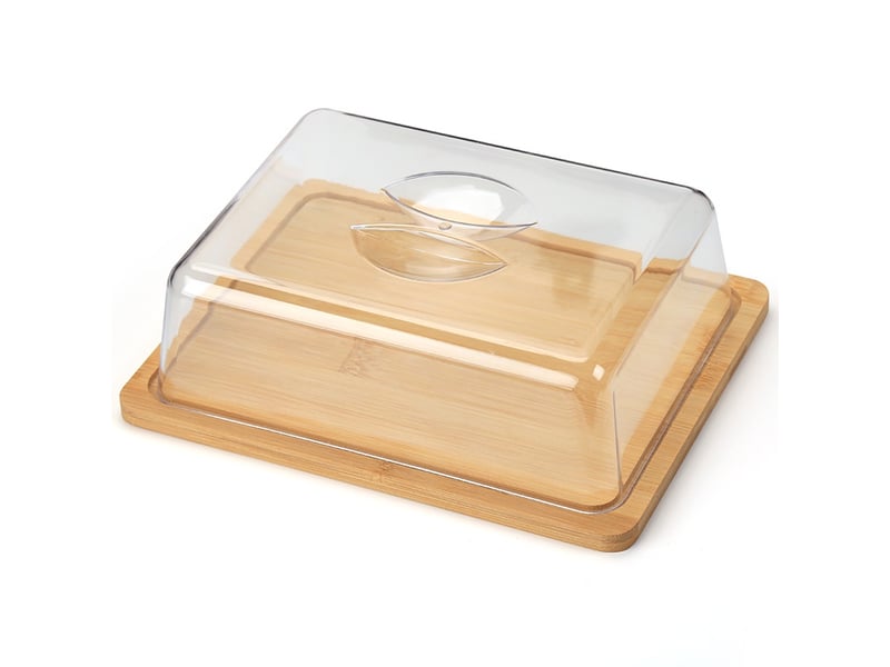  Plateau en bois rectangulaire avec couvercle 24 x 18,5 x8cm cloche à fromage  - Conforama A