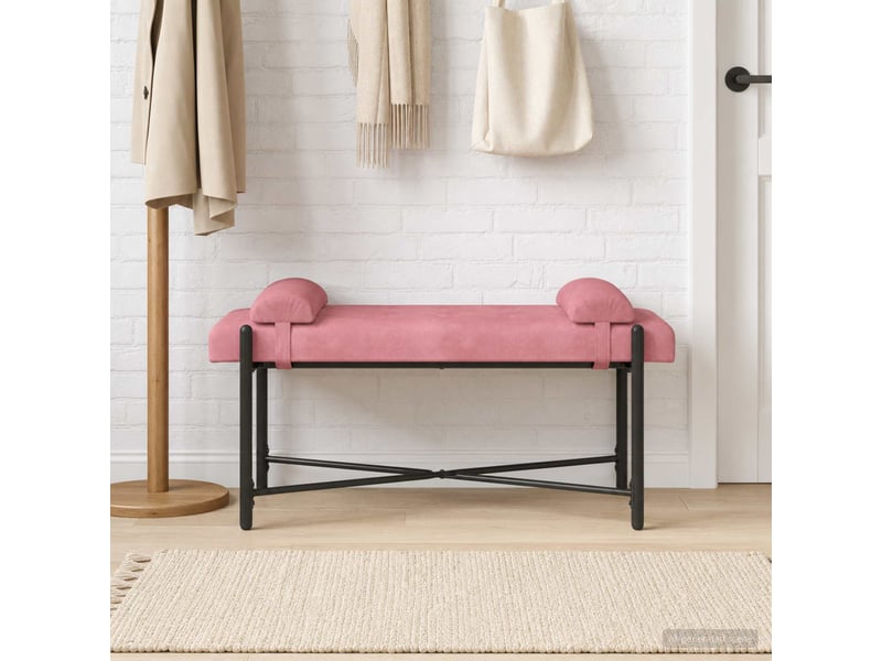  Banc chambre, banc de lit capitonné à boutons avec coussins rose 110x40x46 cm  - Conforama B