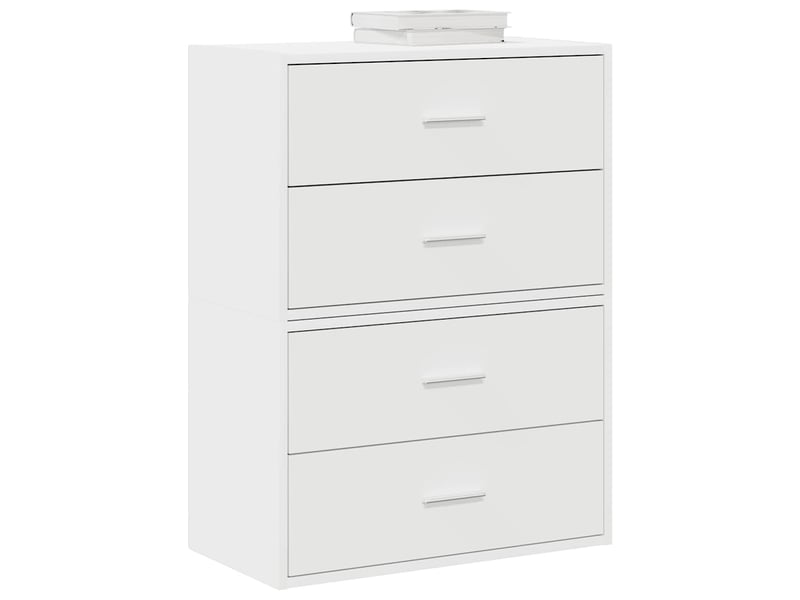  Lot de 2 armoire à tiroirs, commode avec 4 tiroirs blanc 60x31x40cm bois d'ingénierie  - Conforama B