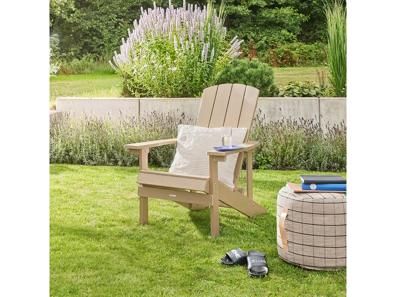  Home deluxe chaise de jardin farea – marron | chaise d'extérieur confortable avec tabouret en plastique hdpe pour terrasse et jardin  - Conforama B