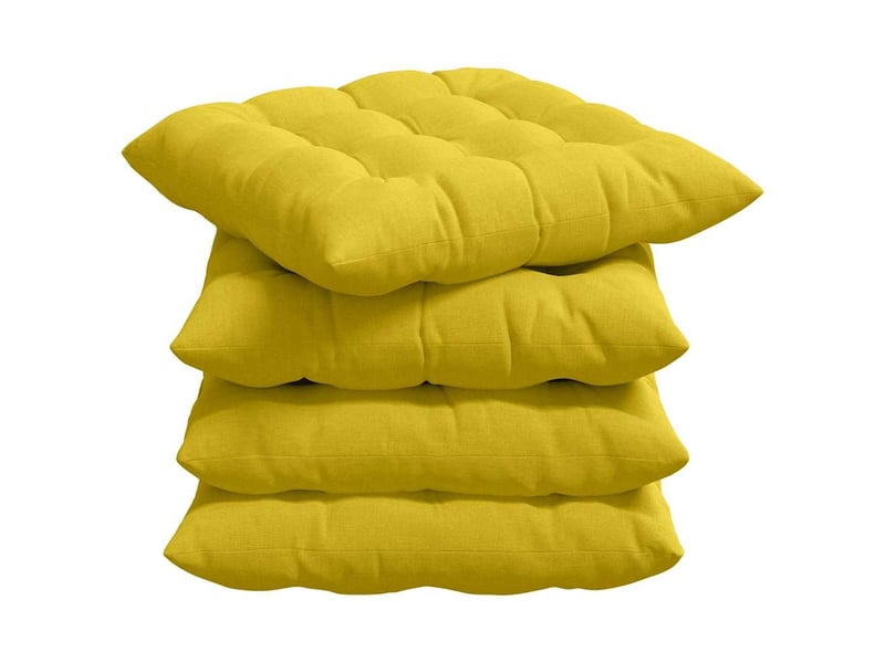  Lot de 4 coussins de siège, coussins décoratifs tissu jaune clair 40 x 40 x 6 cm cf60017  - Conforama A