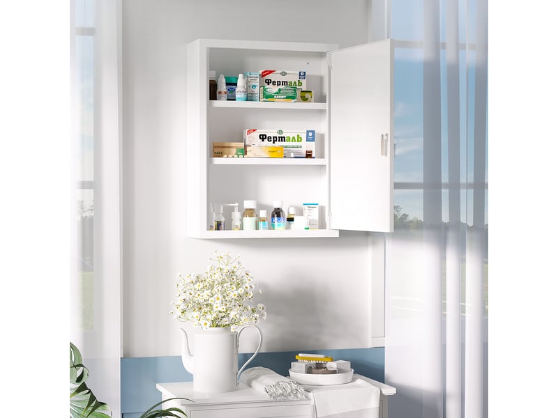 Armoire à pharmacie murale en acier, armoire à médicaments à 3 niveaux porte verrouillable 2 clés, blanc, 40x15x53,5cm - Conforama D