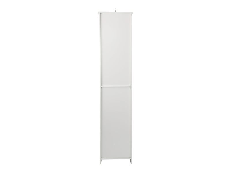 Colonne salle de bain blanche 163cm, meuble haut à étagères réglables, porte persienne - Conforama D