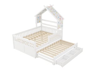 Lit cabane 140x200 cm IKSETERA TRADING LTD coloris blanc