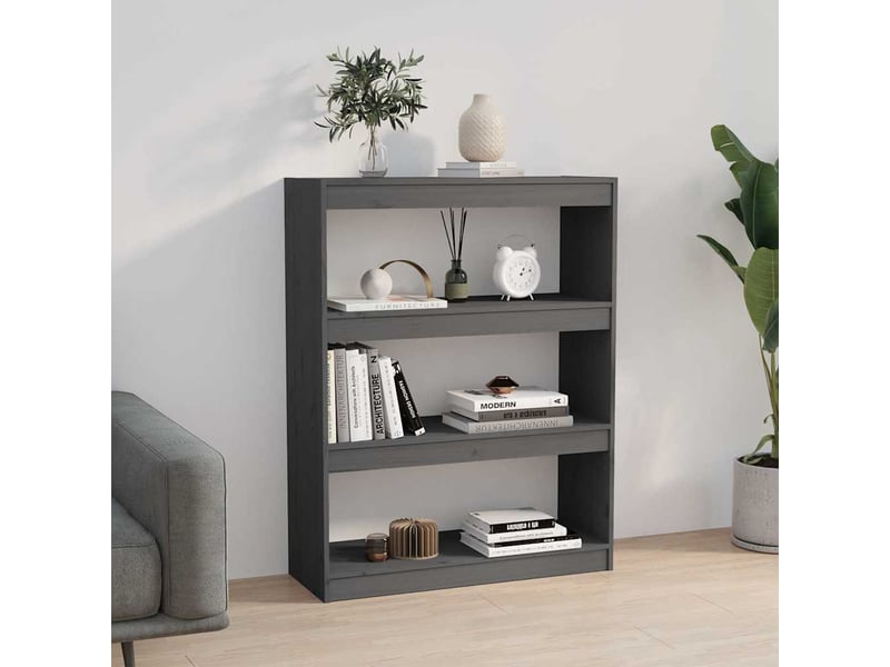  Bibliothèque, séparateur de pièce gris 80x30x103,5 cm pin massif  - Conforama C