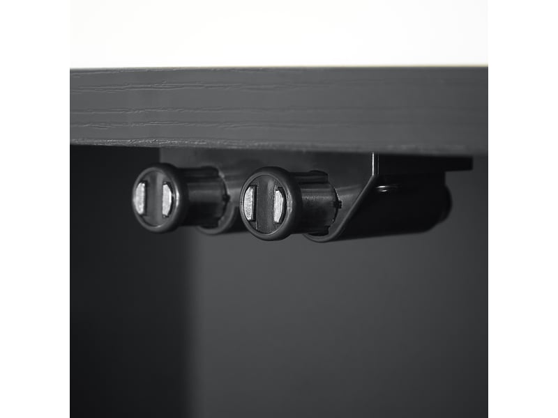  Meuble tv noir 162x38x61 cm, buffet design ondulé mdf, rangement caché 4 portes sans poignées pour salon  - Conforama W