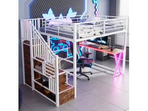 Lit mezzanine 140x200 cm <strong>MODENUIT </strong>  <strong></strong> coloris blanc