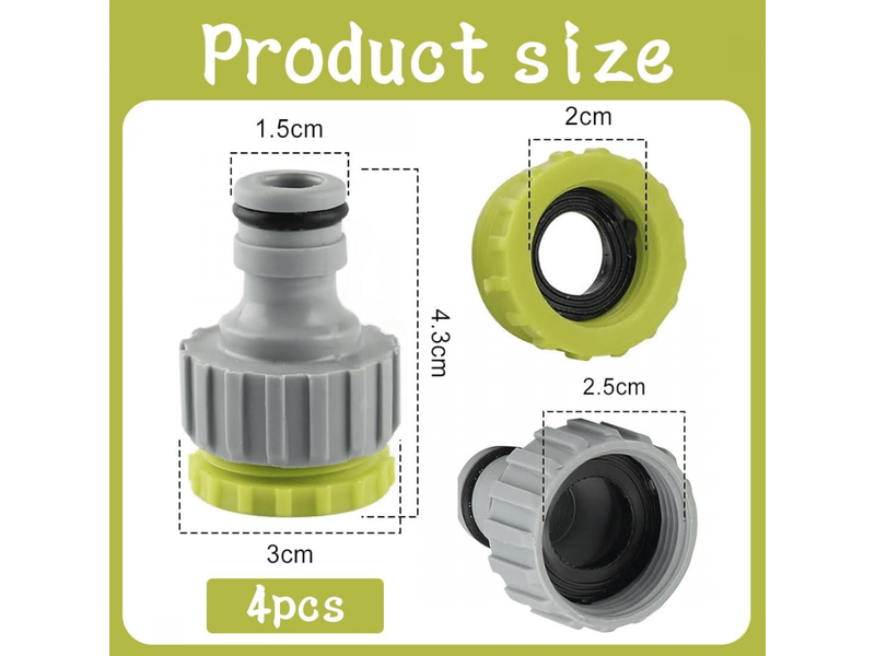  4 pièces raccord robinet universel fileté femelle 12 &amp; 34 - connecteur de robinet de jardin raccord de robinet, adaptateur de tuyau d'arrosage  - Conforama B