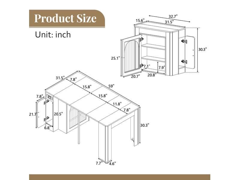 Bar conception d'épissure 80x39.6-79,6-119,6-149,6x77 - 3 plateaux, roulettes, prises usb, mdf+verre, blancbois - Conforama C