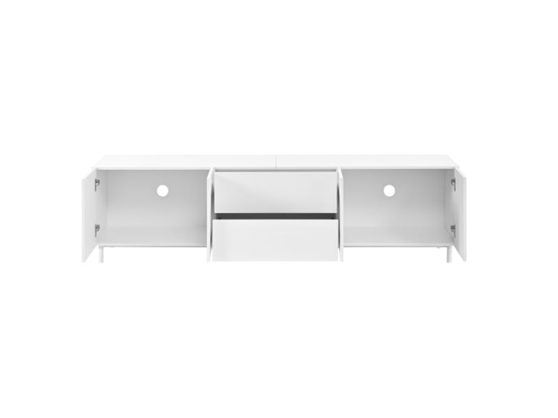 Ensemble salon tv : meuble tv et table basse, portes arquées, mdf et panneau de particules, pieds en acier, rangement - Conforama E