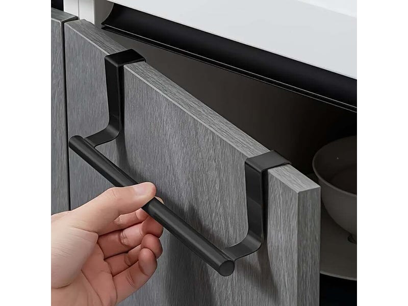  Enowelir crochet de cuisine suspendu sans poinçon porte torchons et chiffons noir 236 cm  - Conforama B
