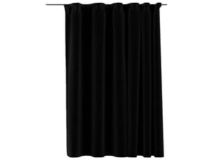 Rideau occultant, rideau black-out d'aspect de lin avec crochets noir 290x245 cm cf43972