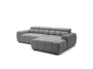 Canapé d'angle aldo avec fonction couchage, droit, tissu salvador wr, gris (14)