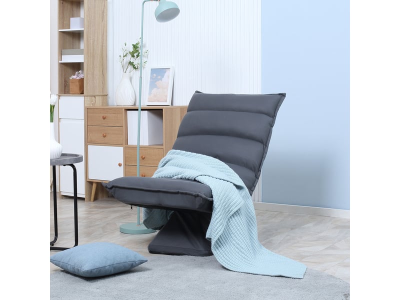 Fauteuil pivotant 360° en acier gris foncé - dossier réglable 5 positions - chaise de bureau ergonomique homcom - Conforama B