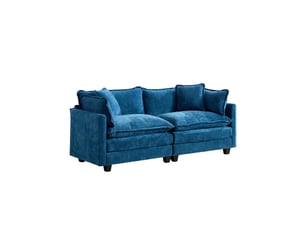 Canapé d'angle cloud (pouf non inclus), canapé moderne, idéal pour le salon, la chambre et l'appartement, coussin d'assise double couche confortable, tissu chenille respirant, bleu, defo5012bl
