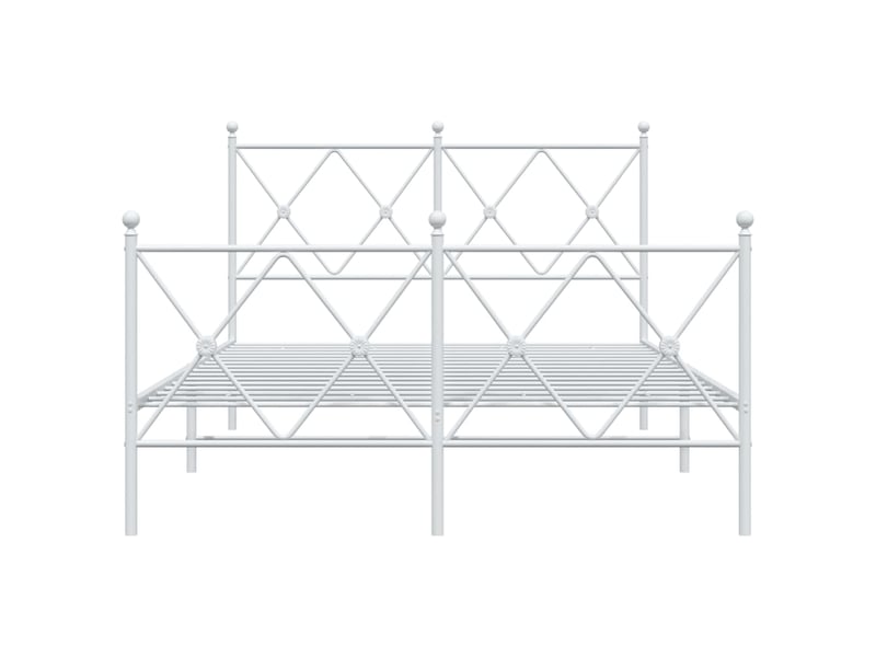  Lit double- lit adulte -  cadre de lit métal sans matelas et pied de lit blanc 120x190 cm  - Conforama C
