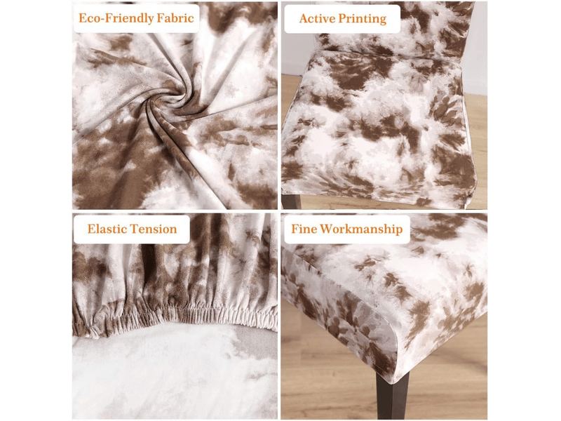  Lot de 6 housse de chaise - motif tie - dye café, lot de 6 lot de 6 housses de chaises de salle à manger élastiques, amovibles et lavables, idéales pour les restaurants, le XLH-ZLS-009452MF - Conforama D