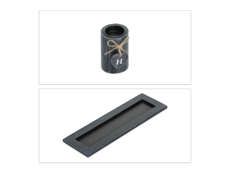  Porte-bougies déco avec plateau 4 bougeoirs pour une ambiance cosy moderne 40 x 12 x 8 cm en bois noir 13_0011899  - Conforama E