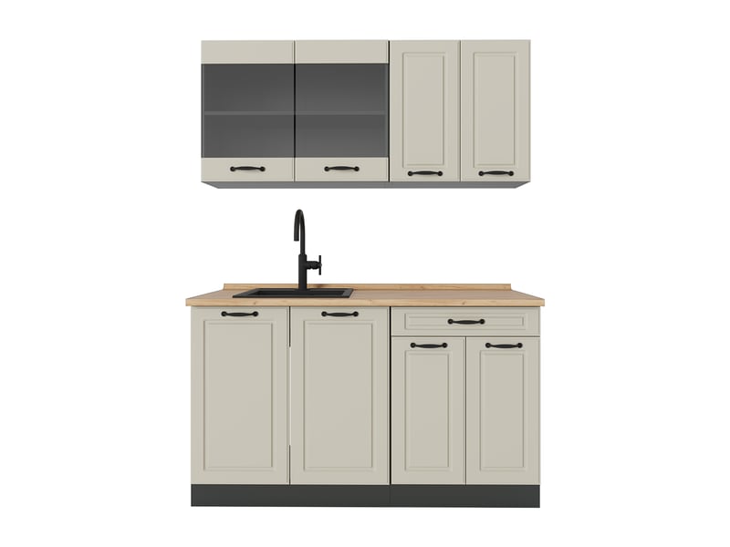  Vicco cuisine, sable campagneanthracite, 140cm plan de travail chêne doré  - Conforama A