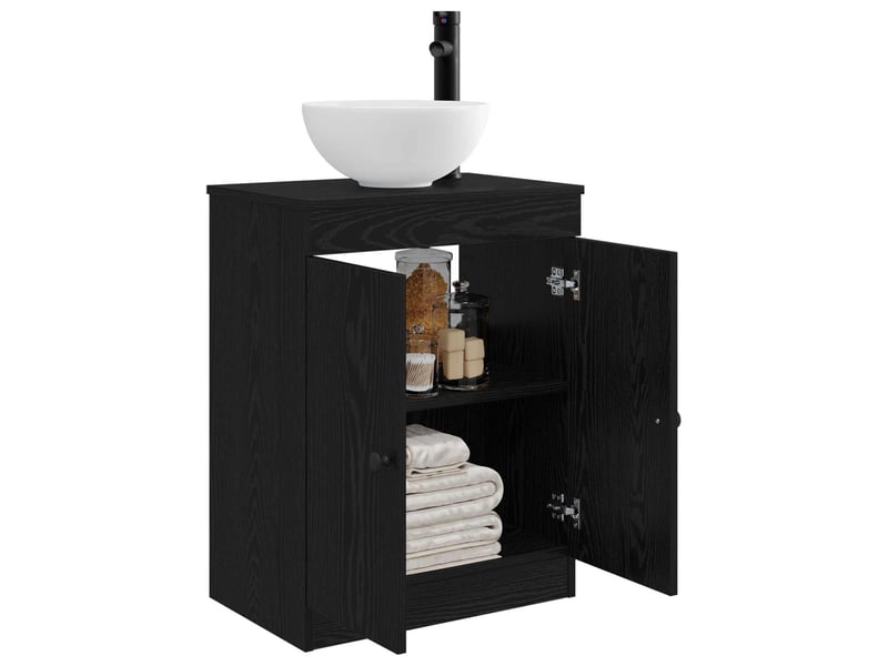 Meuble salle de bain avec évier, meuble de rangement noir 54x35x83 cm shl5832 - Conforama C