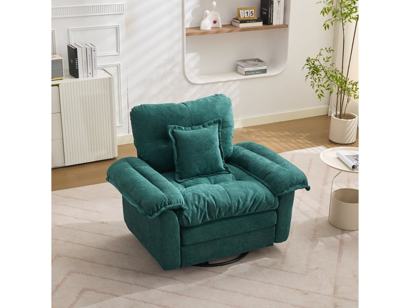  Fauteuil pivotant tcqpz en chenille 116 x 84 x 96 cm 360° avec coussin de soutien 1 place vert  - Conforama B