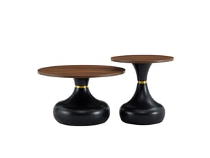 Set 2 tables basses forme sablier - design gigogne, plateau effet bois - salonchambrebureau