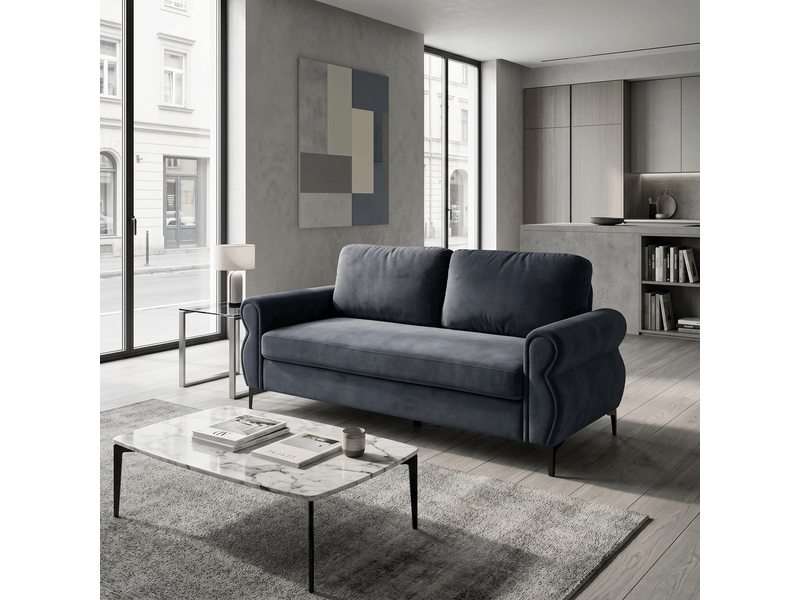  Canapé démontable - 173,5 cm de longueur - noyau à ressorts ensachés - mousse hr - pieds en métal 15 cm Gris foncé - Conforama C