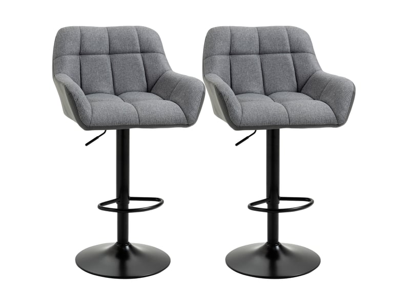  Tabouret de bar pivotant réglable en hauteur avec repose-pieds, lot de 2, en cuir synthétique gris  - Conforama A