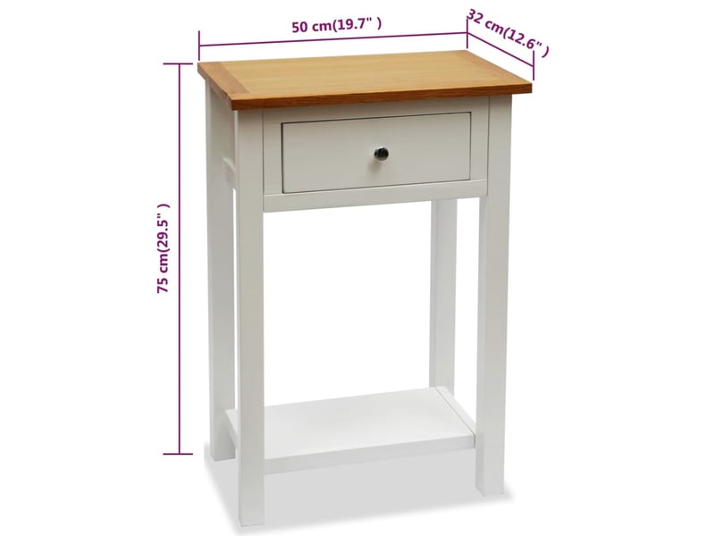  Vidaxl table d'appoint 50 x 32 x 75 cm bois de chêne massif  - Conforama C