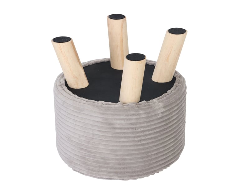 Tabouret d'appoint rond en velours côtelé confortable 30 x 30 cm style moderne salon en velours gris 13_0017695  - Conforama D