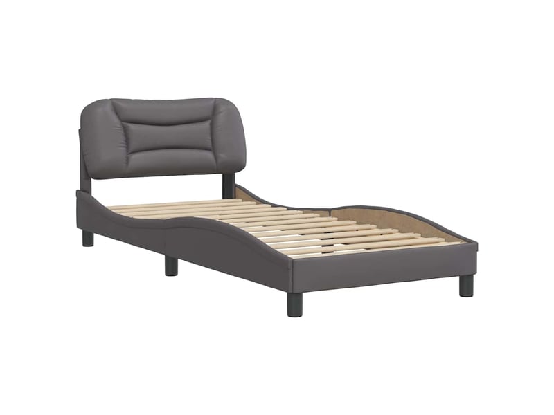  Lit simple- lit adulte -  cadre de lit sans matelas hvar gris 80x200 cm similicuir  - Conforama B