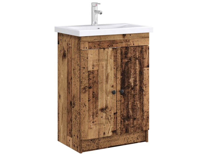 Armoire sous évier de salle de bain, meuble de rangement bois ancien shl5955  - Conforama C