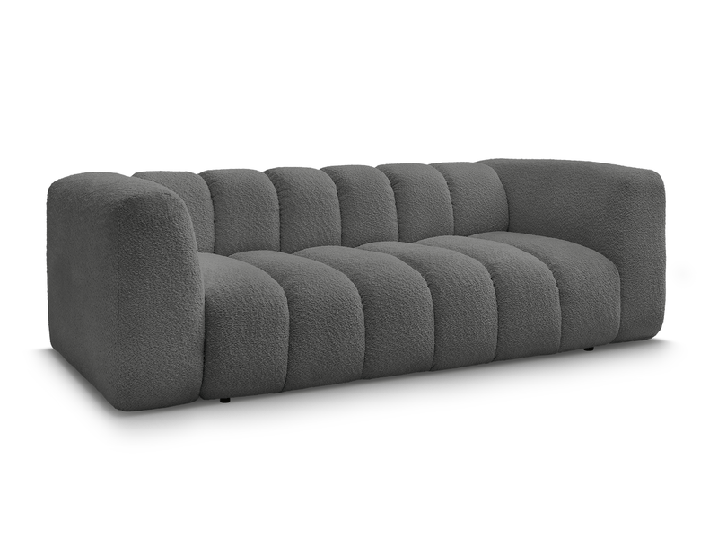 Bobochic canapé droit fixe 3 places talia tissu bouclette gris foncé TALIA - Conforama A