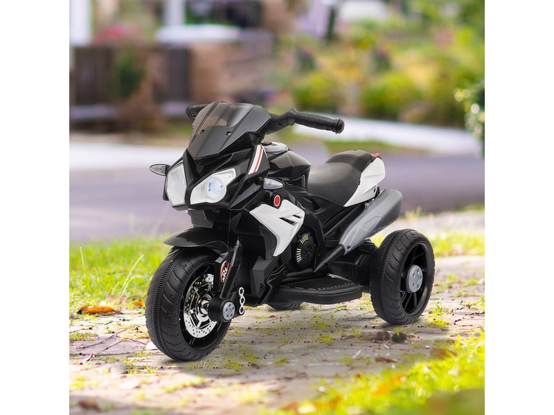  Moto électrique pour enfants, lumières et sons, 3 kmh, rechargeable, plastique et métal, noir et blanc  - Conforama C