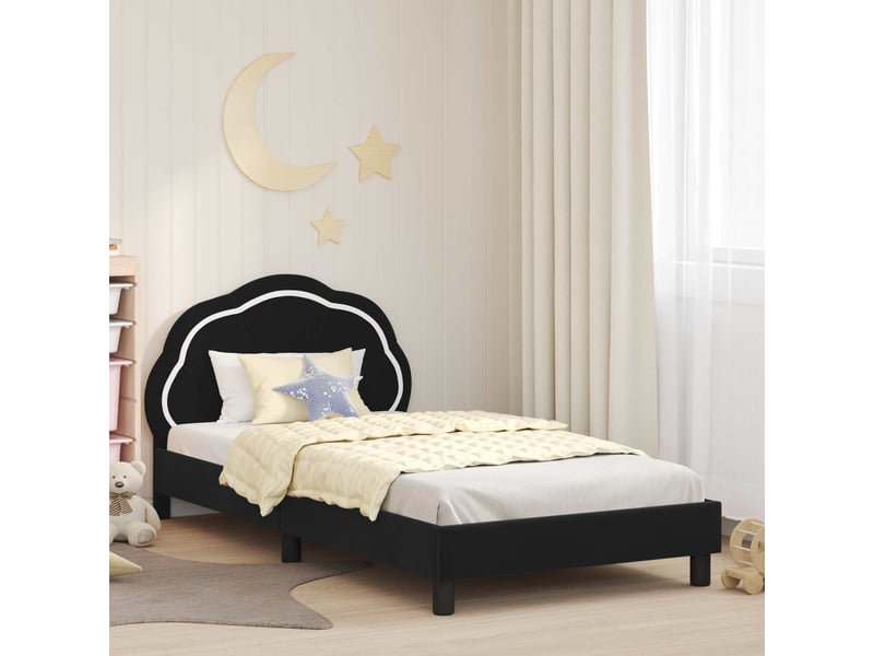  Cadre de lit pour enfants - lit jeune avec tête de lit noir 90 x 190 cm  - Conforama B