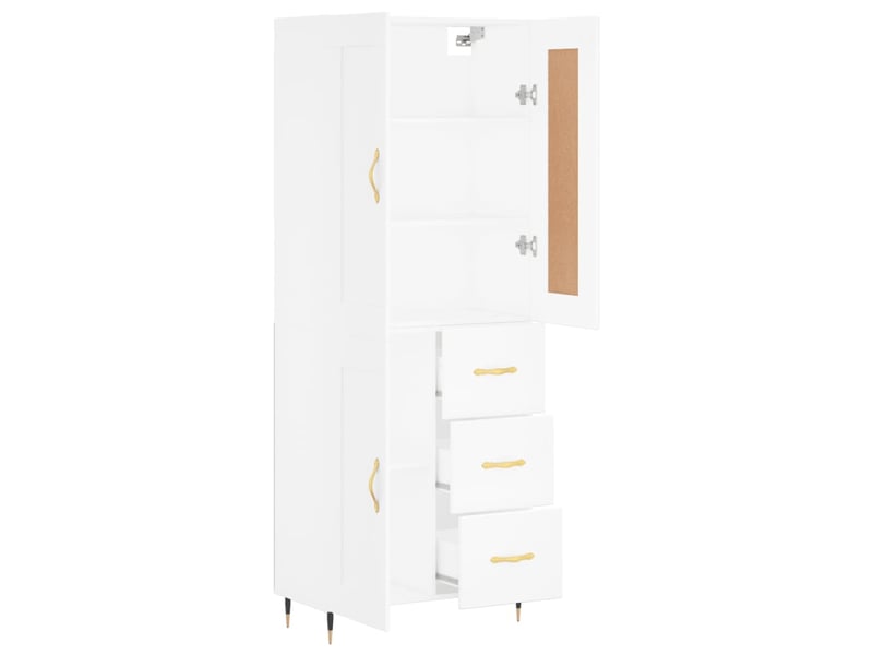  Buffet haut - bahut - meuble de rangement blanc 69,5x34x180 cm bois d'ingénierie  - Conforama C