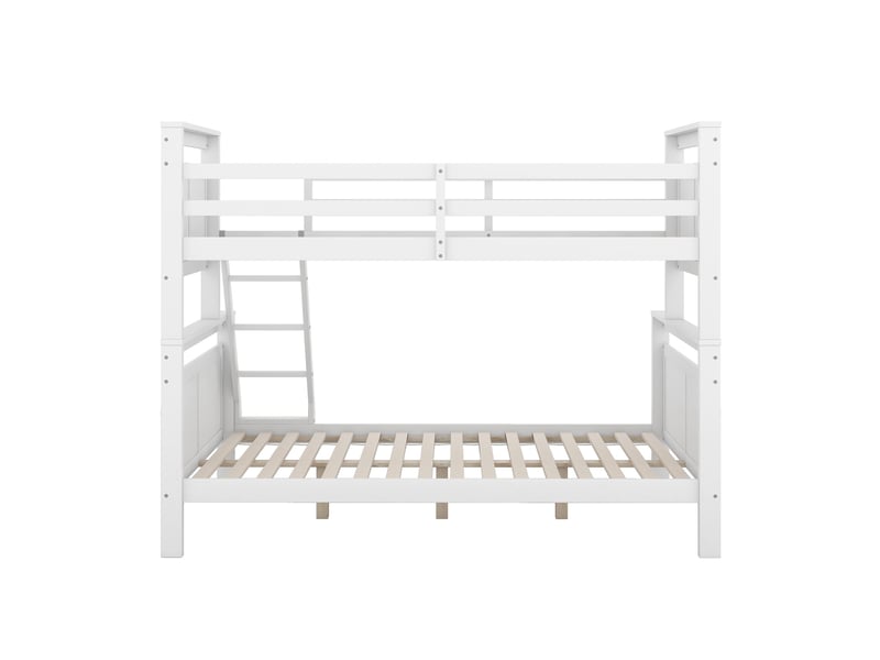  Lit enfant 90 (140)x200 cm avec échelle et barrières, lit superposé convertible en deux lits indépendants, lit simple, blanc  - Conforama B