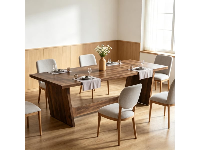 Table à manger rectangulaire 180 x 79 cm – marron – 6 à 8 places, style campagne et plateau plaqué robuste - Conforama D