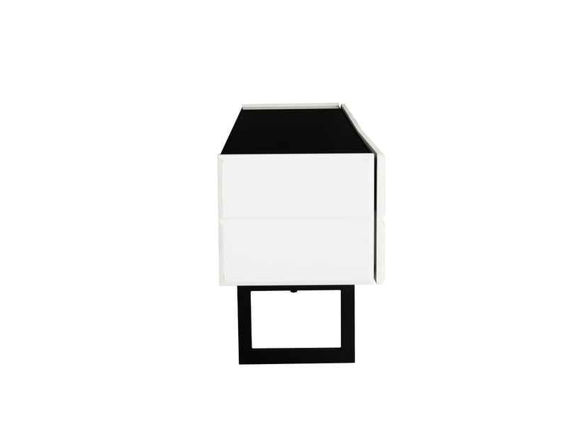  Meuble tv 170 cm noir et blanc avec 3 tiroirs, meuble tv bas design minimaliste pour salon  - Conforama W