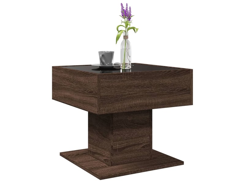  Table basse - table de salon - table à thé avec led chêne marron 50x50x45 cm bois d'ingénierie  - Conforama E