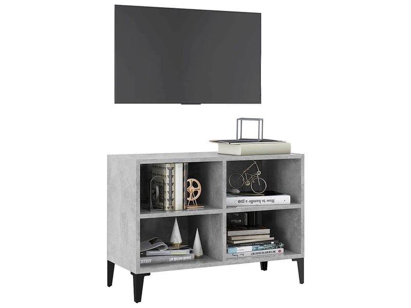  Meuble tv - banc tv - meuble de rangement avec pieds en métal gris béton 69,5x30x50 cm  - Conforama C