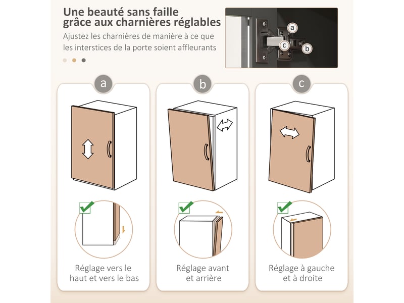 Armoire de cuisine buffet cuisine 5 portes dont 2 vitrées portes et 1 tiroir, 1 niche centrale - hauteur 180 cm gris - Conforama R