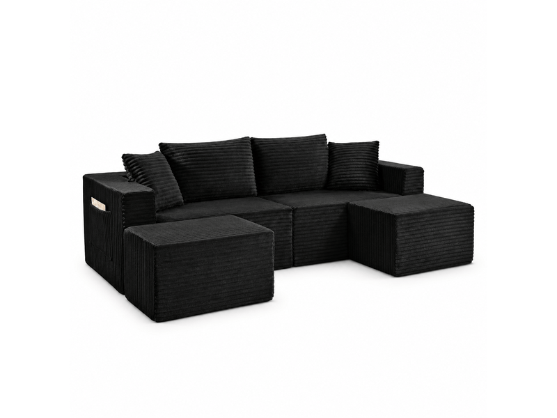 Canapé compressé modulable - mousse et ressorts ensachés - salon et chambre d’amis - velours côtelé - noir CozyNest - Conforama A