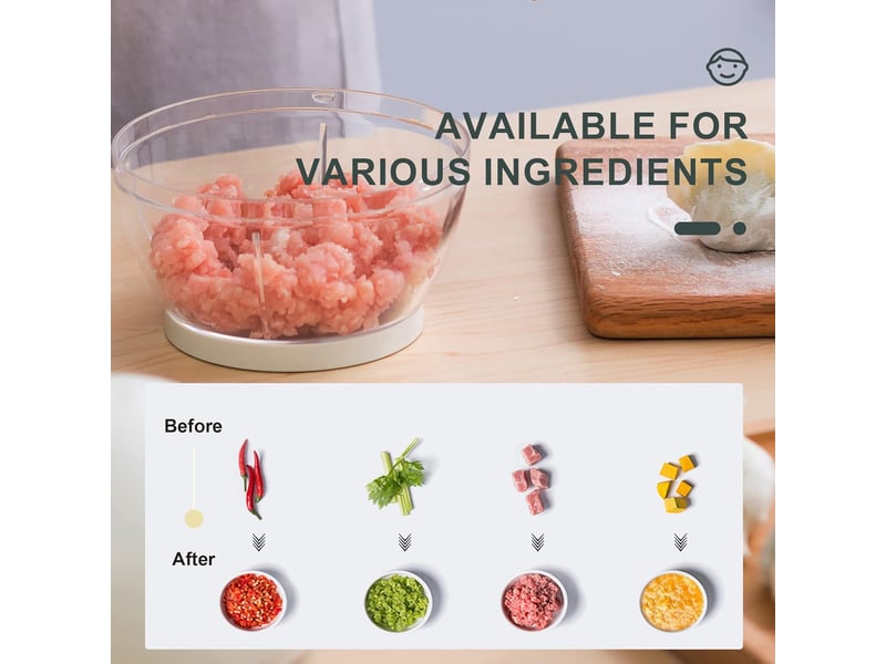 Hachoir manuel, hachoir manuel pour fruits et légumes avec 3 lames en acier inoxydable, mini mixeur avec corde pour légumes, viandes, noix, oignons ( - Conforama E