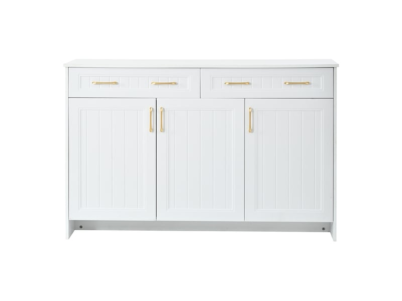  Buffet avec 2 tiroirs et 3 portes 140x40x90 cm, meuble de salle à manger, mdf blanc  - Conforama E